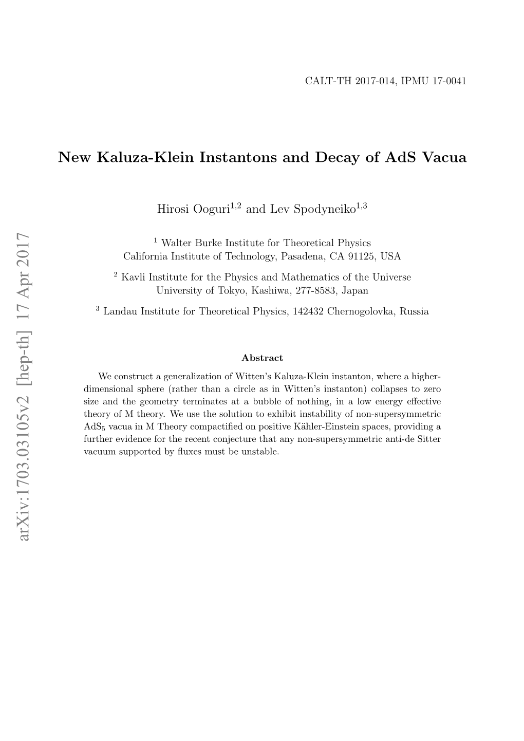 New Kaluza-Klein Instantons and Decay of Ads Vacua