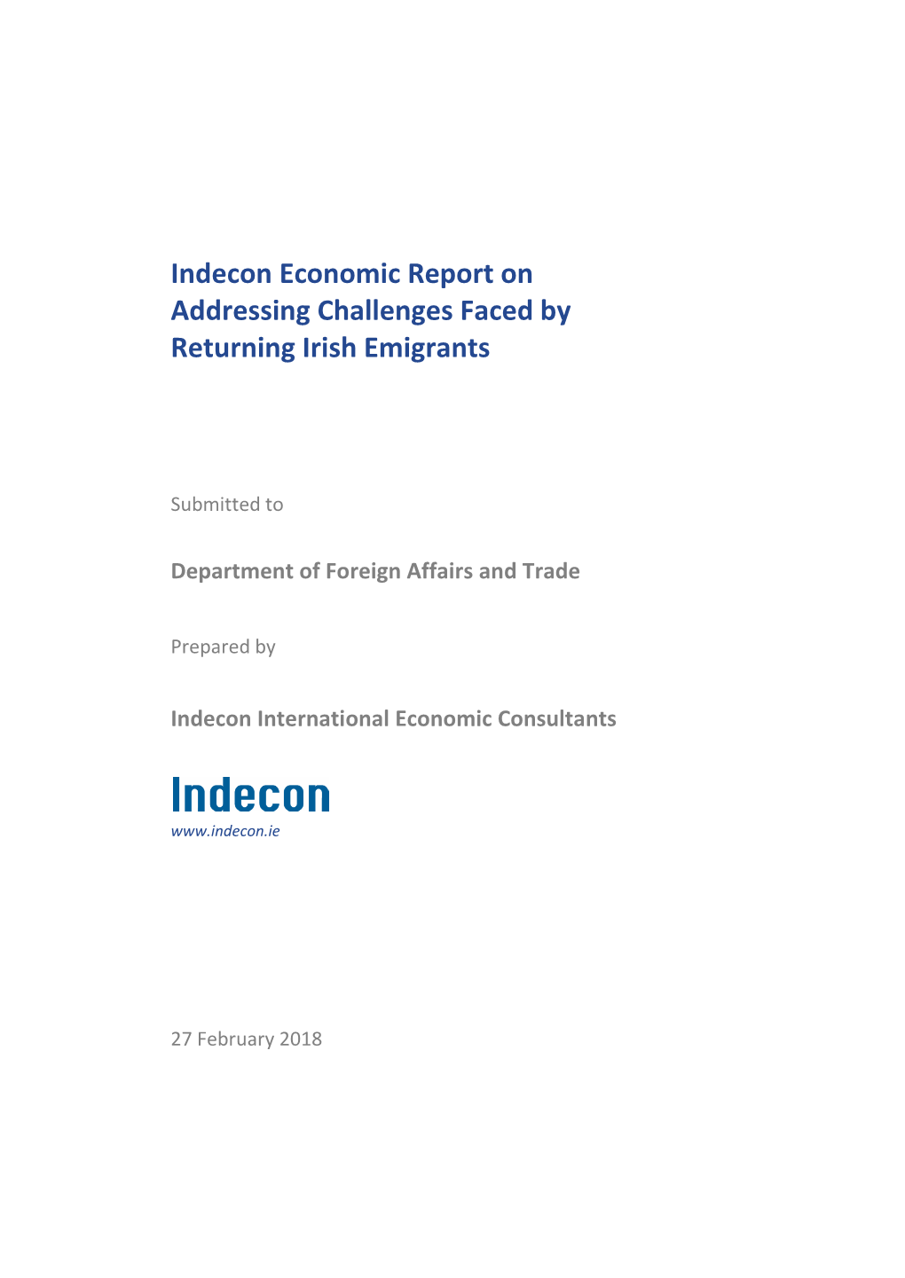 Report on Addressing Challenges Faced by Returning Irish Emigrants