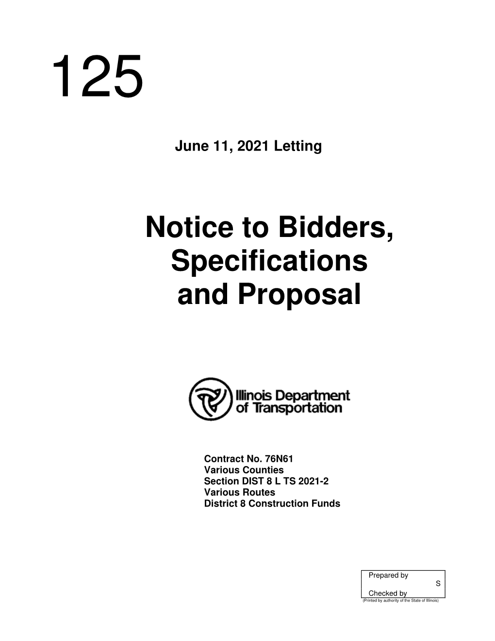 Notice to Bidders, Specifications and Proposal