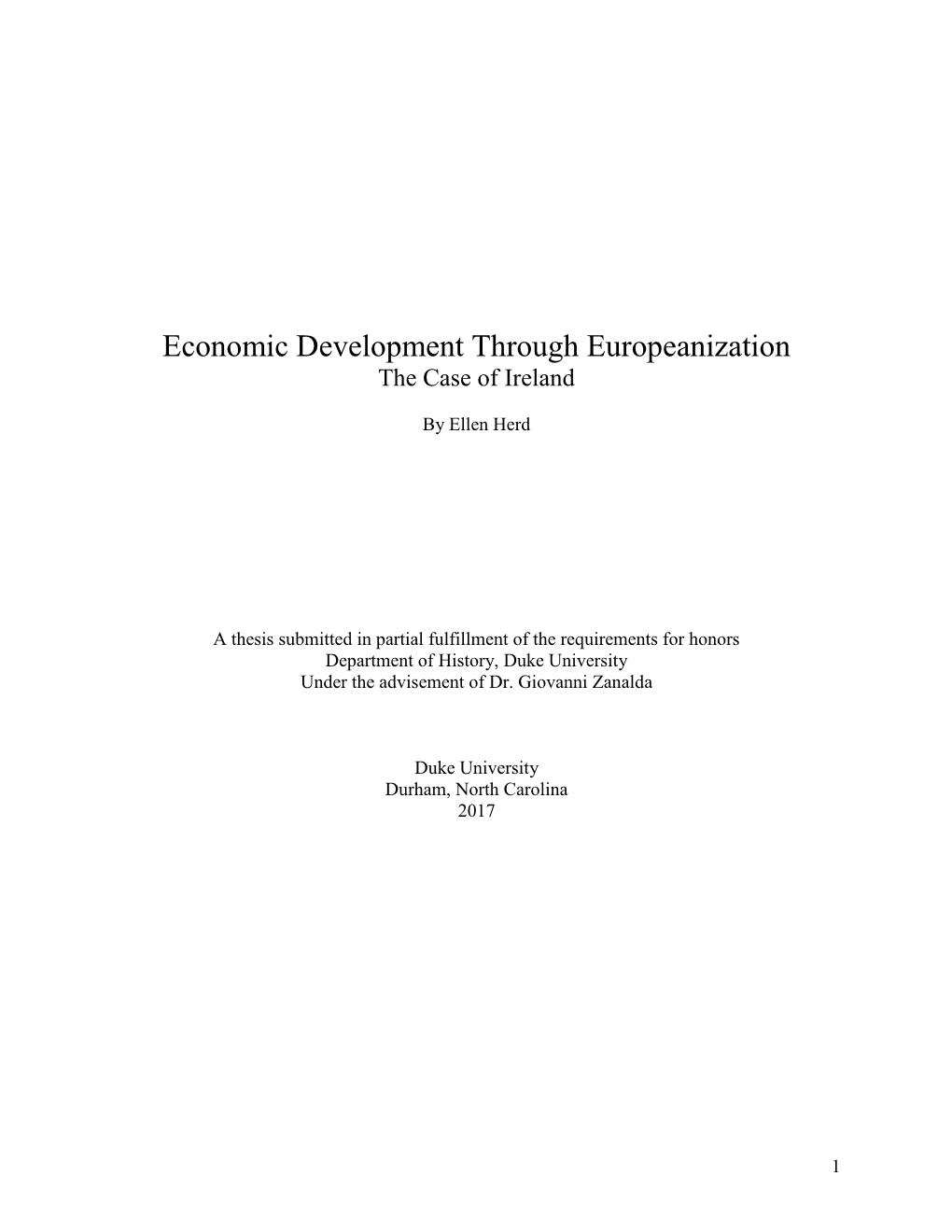 Economic Development Through Europeanization the Case of Ireland