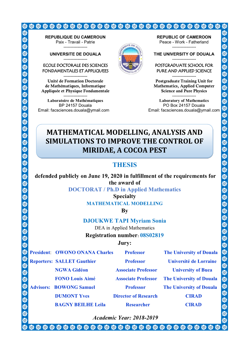 Mathematical Modelling, Analysis and Simulations to Improve the Control of Miridae, a Cocoa Pest