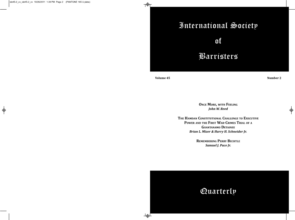 International Society of Barristers Quarterly