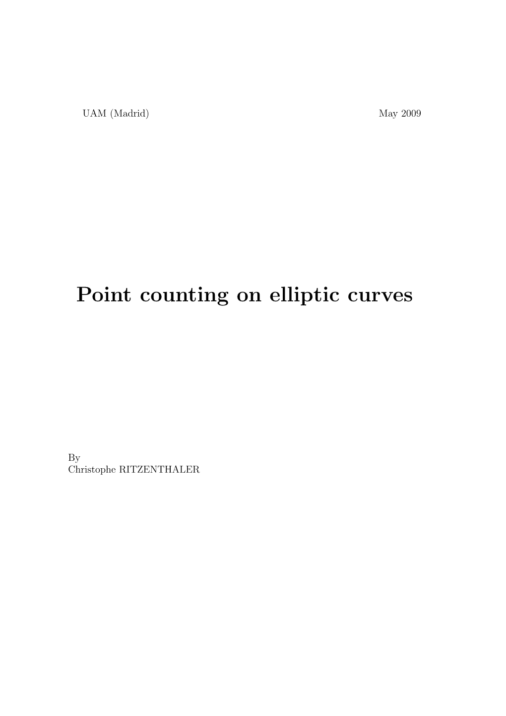 Point Counting on Elliptic Curves