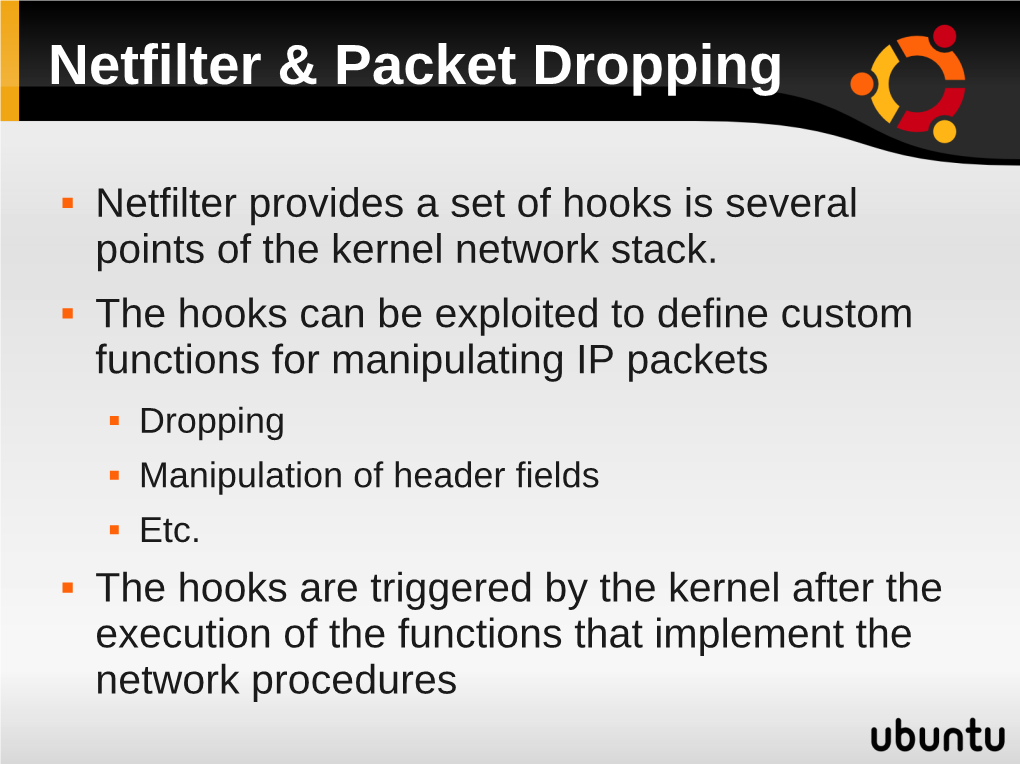 Netfilter & Packet Dropping