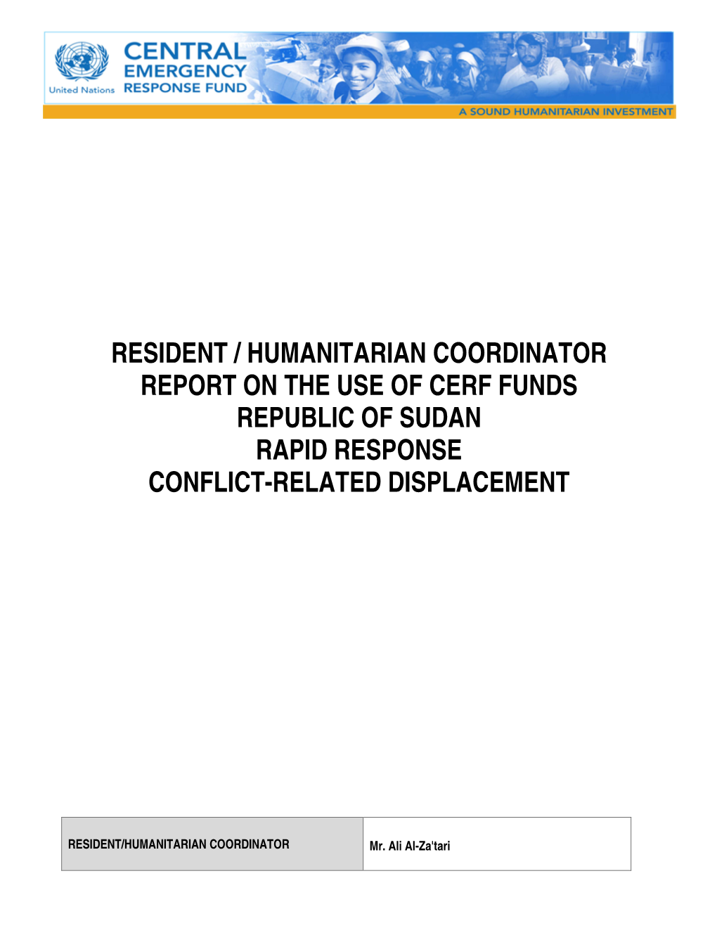 Sudan Rapid Response Conflict-Related Displacement