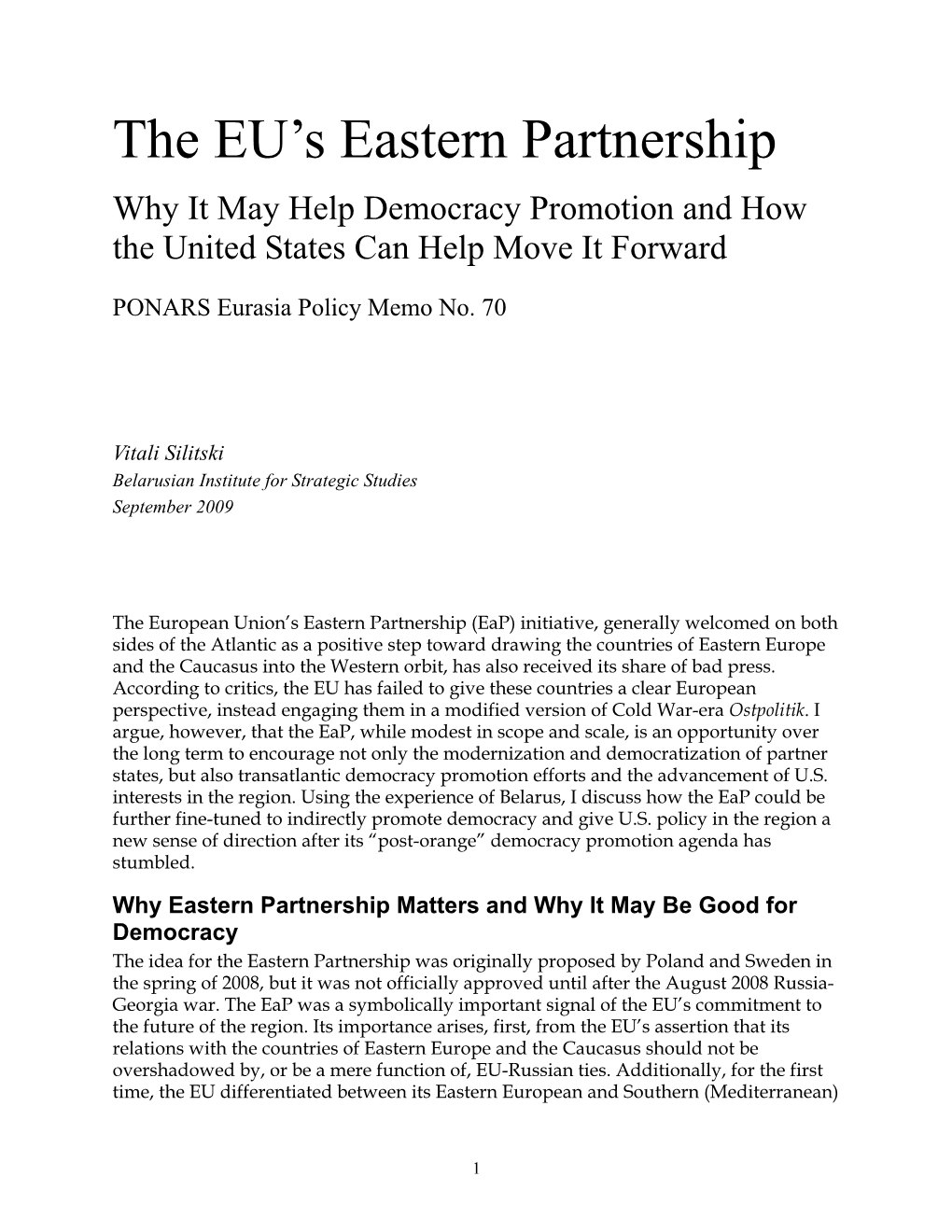The EU's Eastern Partnership