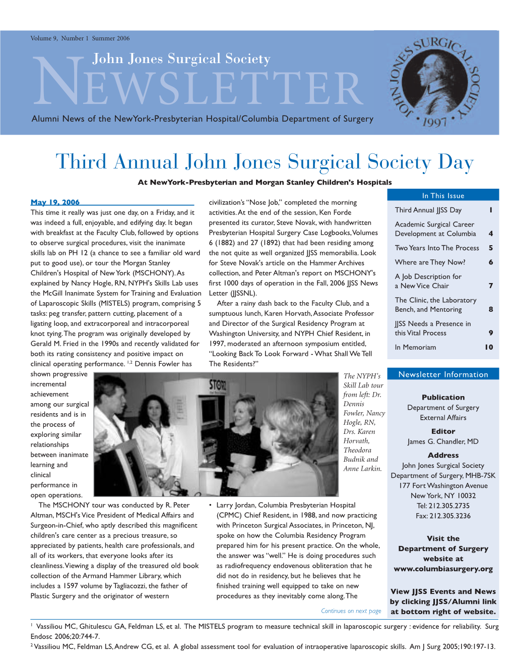 NEWSLETTER Alumni News of the Newyork-Presbyterian Hospital/Columbia Department of Surgery