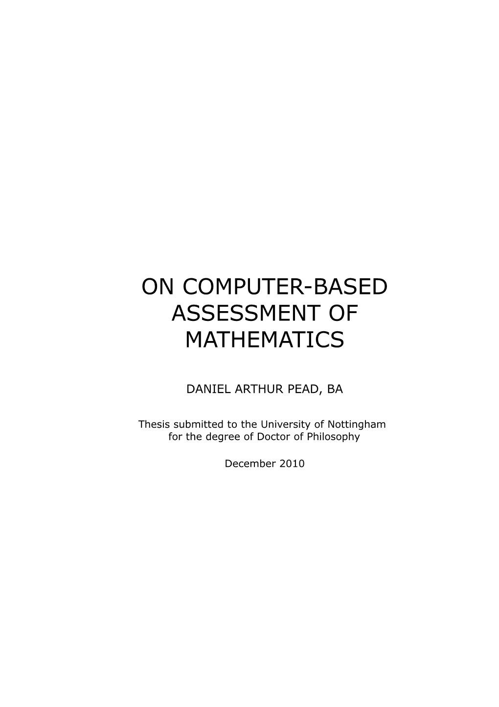 On Computer-Based Assessment of Mathematics