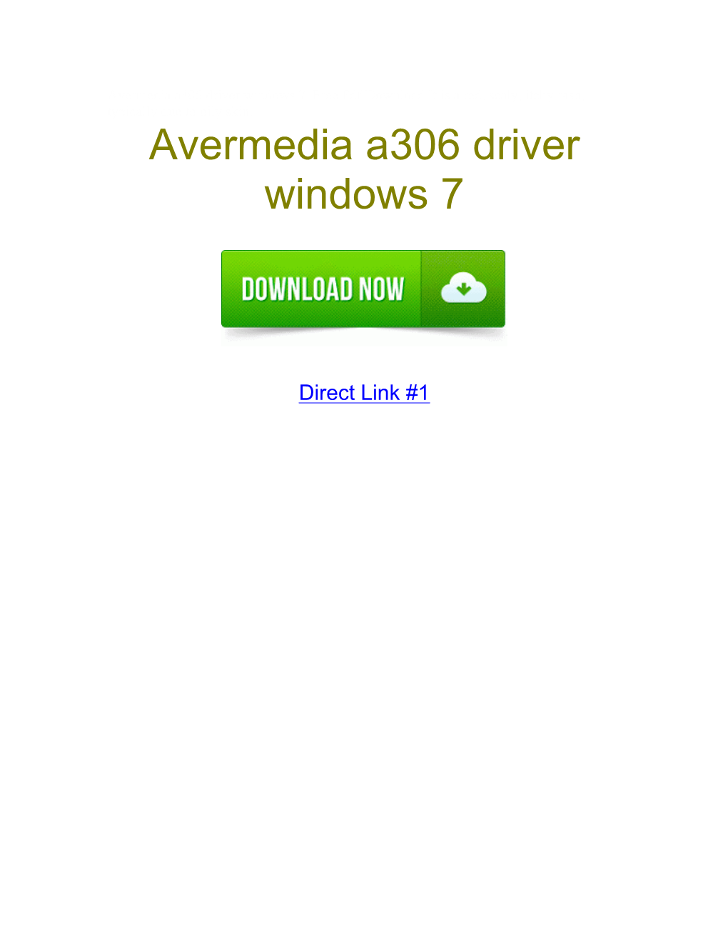 Avermedia A306 Driver Windows 7