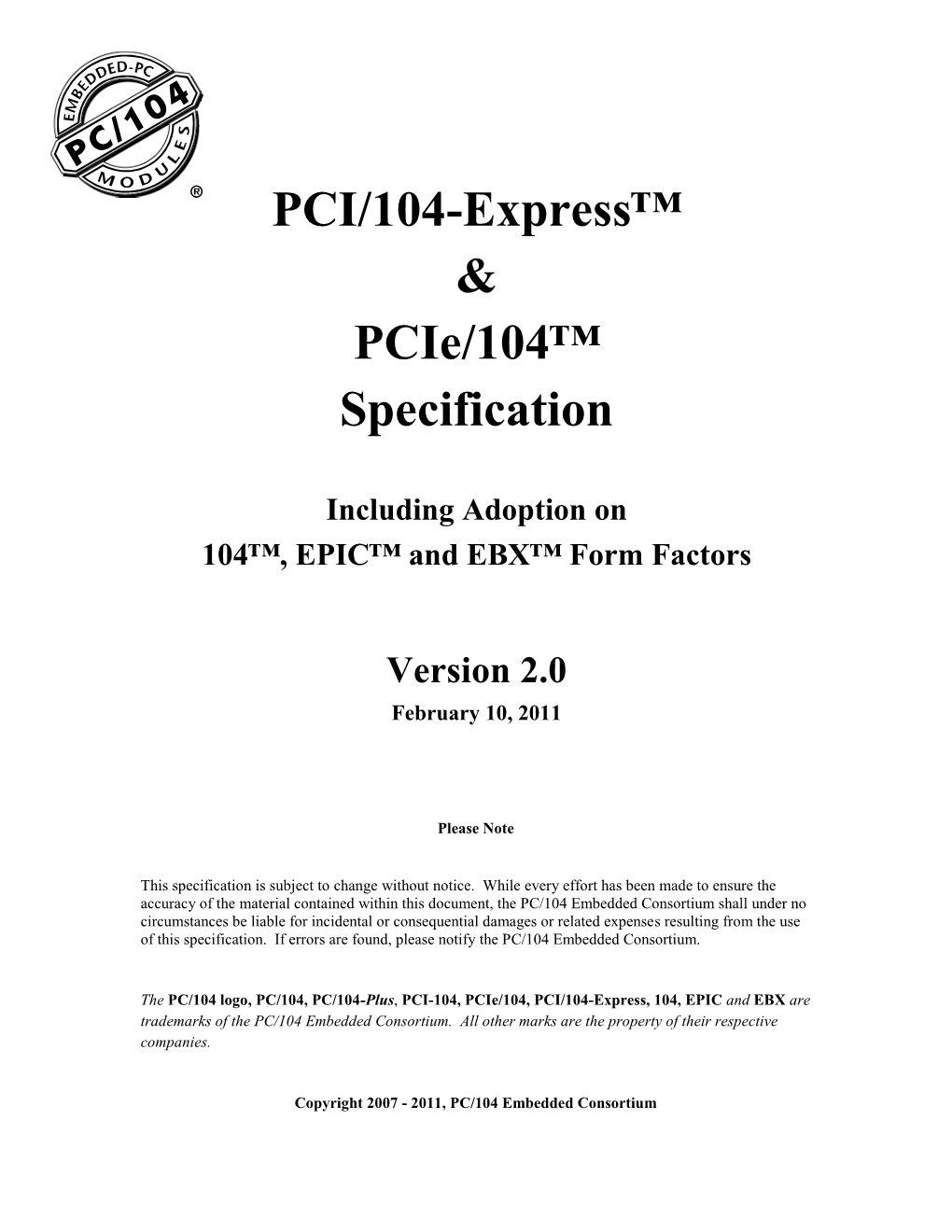 PCI/104-Express and Pcie/104 Specification