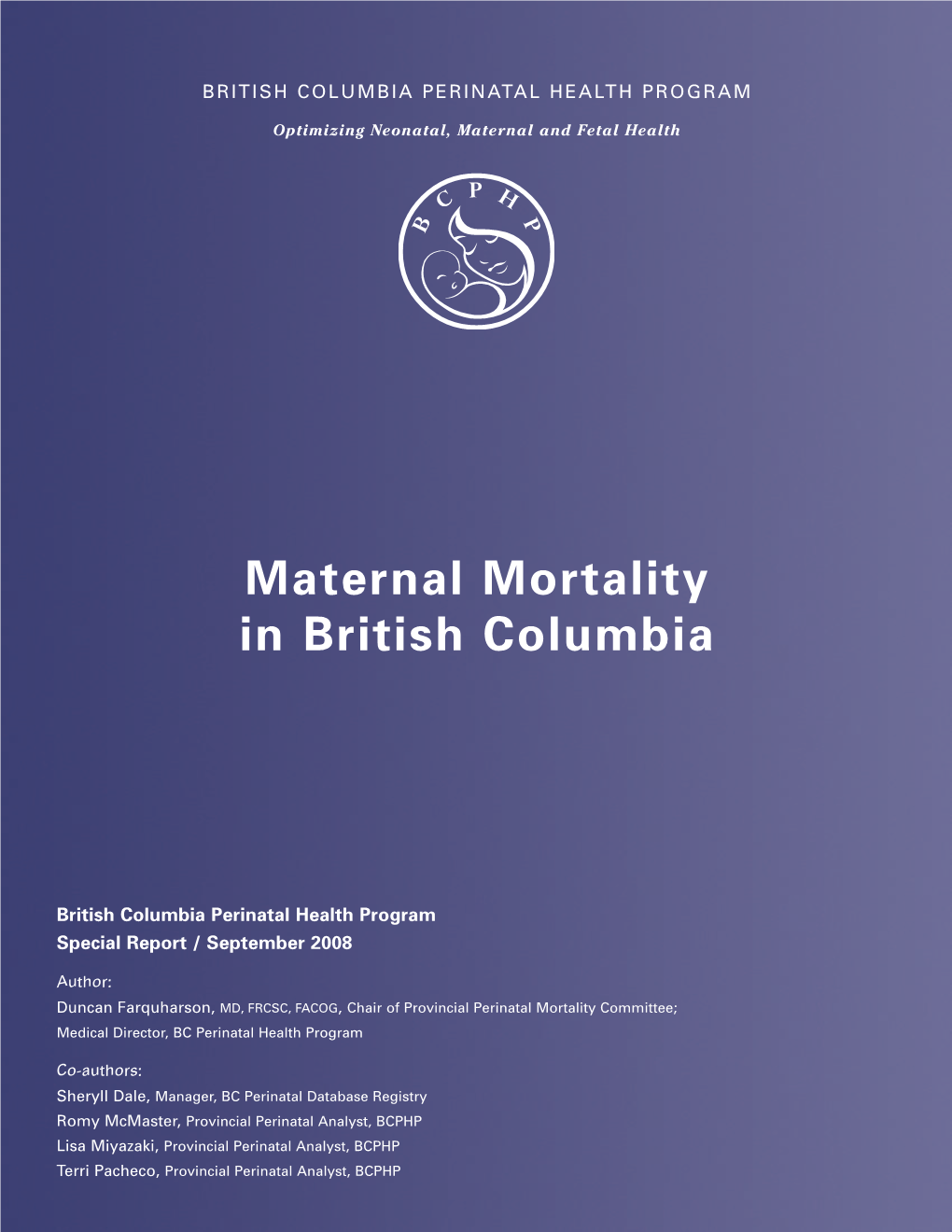 Maternal Mortality in British Columbia