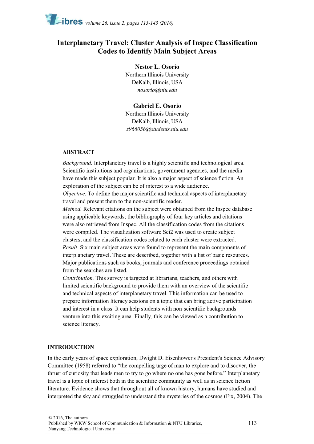 Cluster Analysis of Inspec Classification Codes to Identify Main Subject Areas