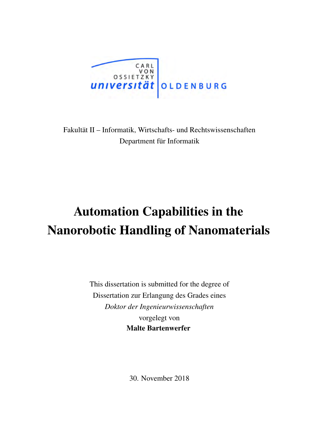 Automation Capabilities in the Nanorobotic Handling of Nanomaterials