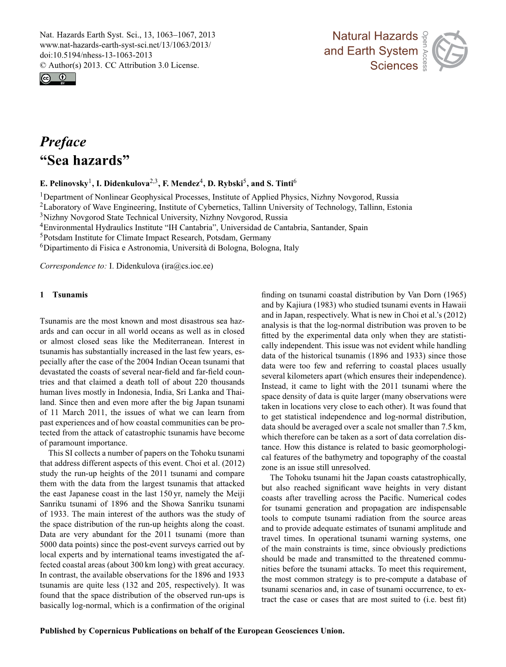 Sea Hazards” Atmospheric Atmospheric Measurement Measurement E