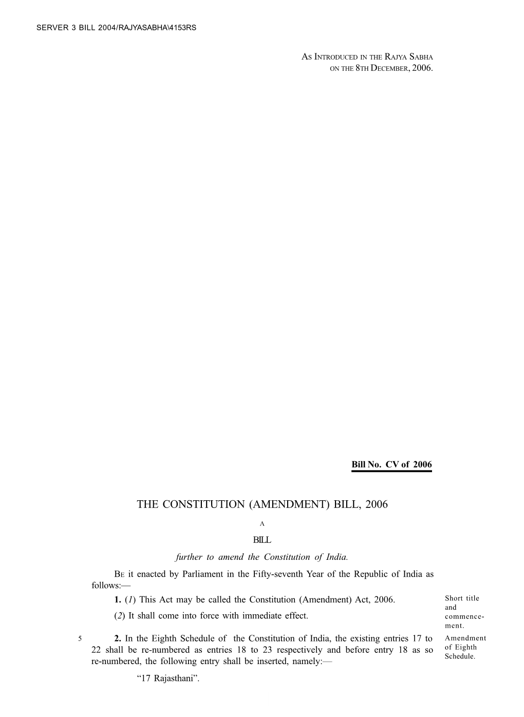 The Constitution (Amendment) Bill, 2006