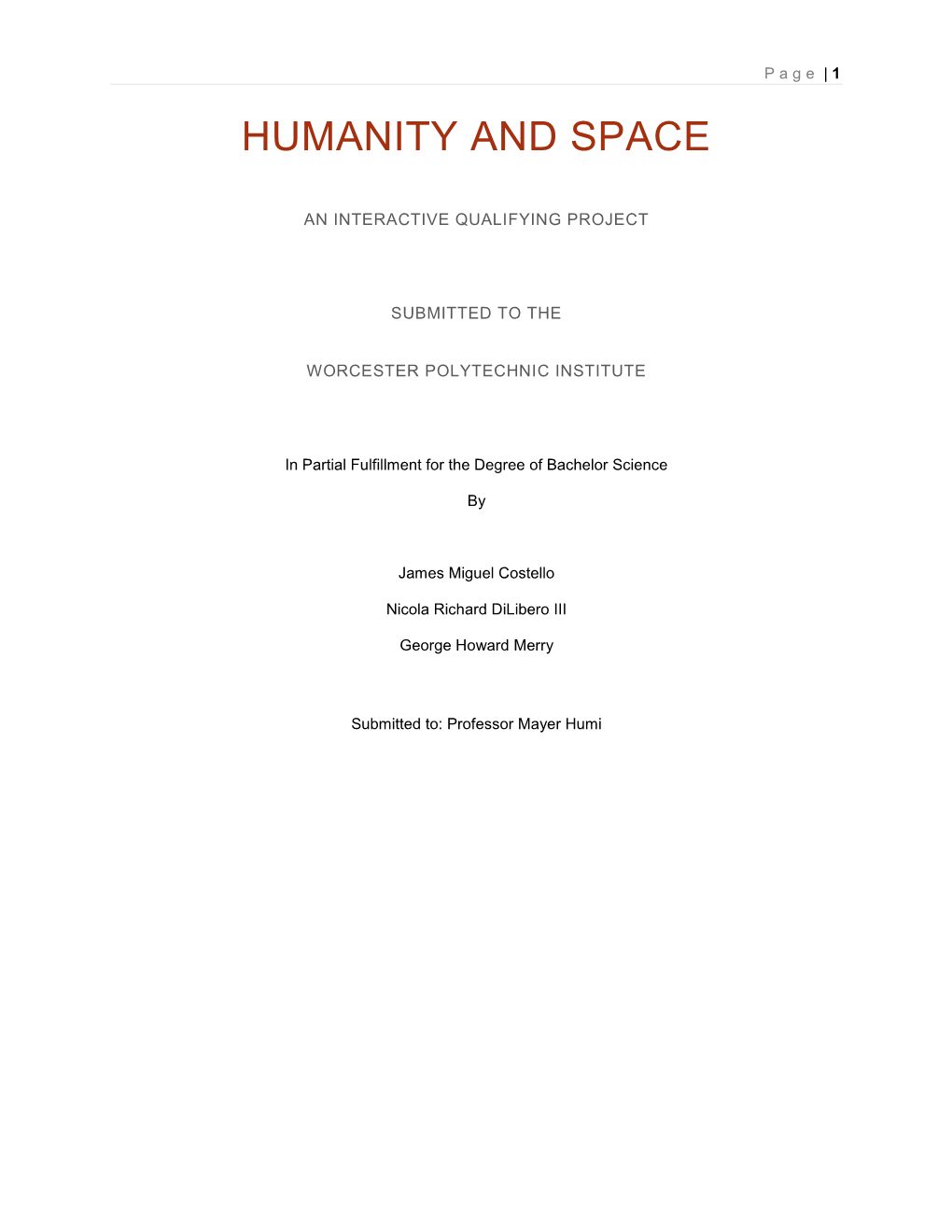 Humanity and Space