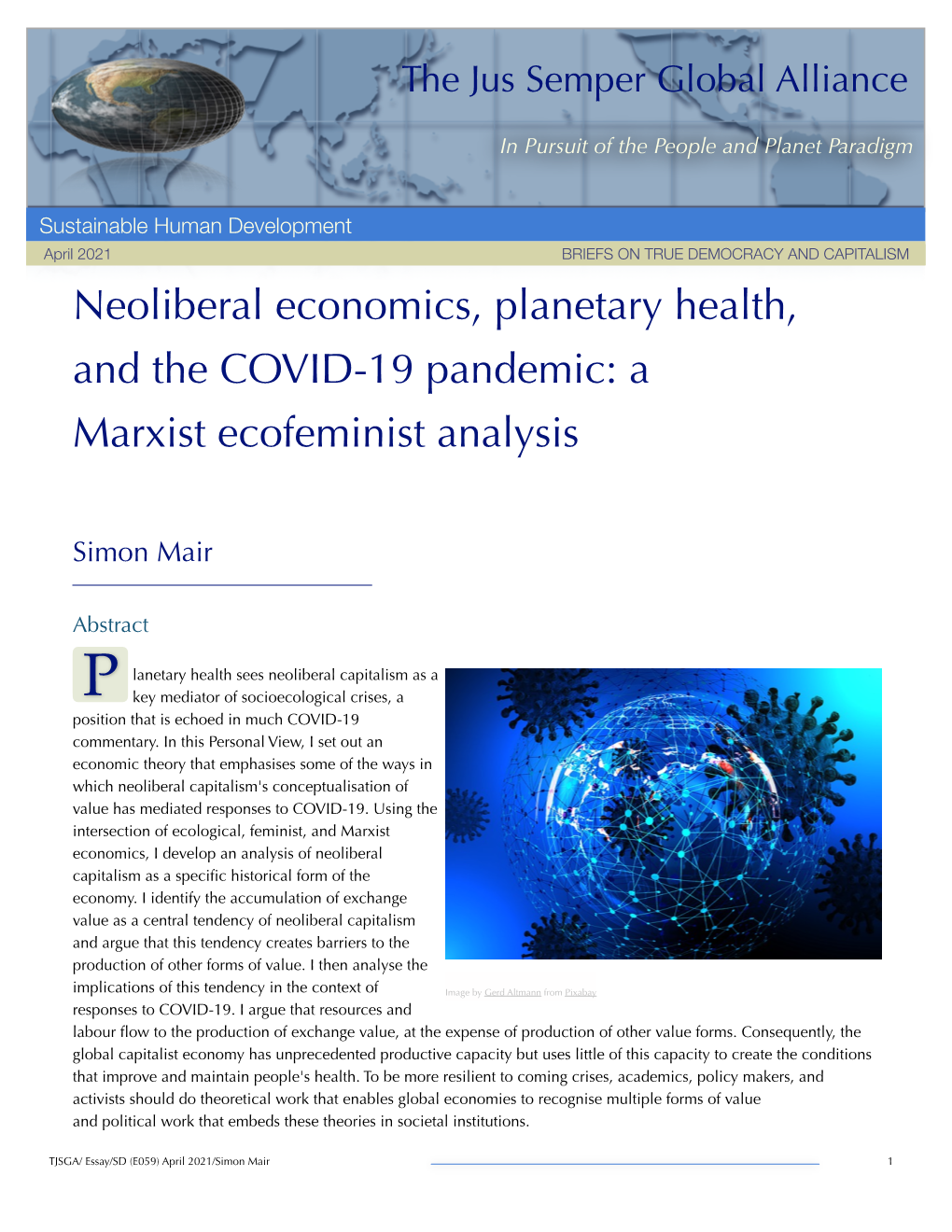 Neoliberal Economics, Planetary Health, and the COVID-19 Pandemic: a Marxist Ecofeminist Analysis