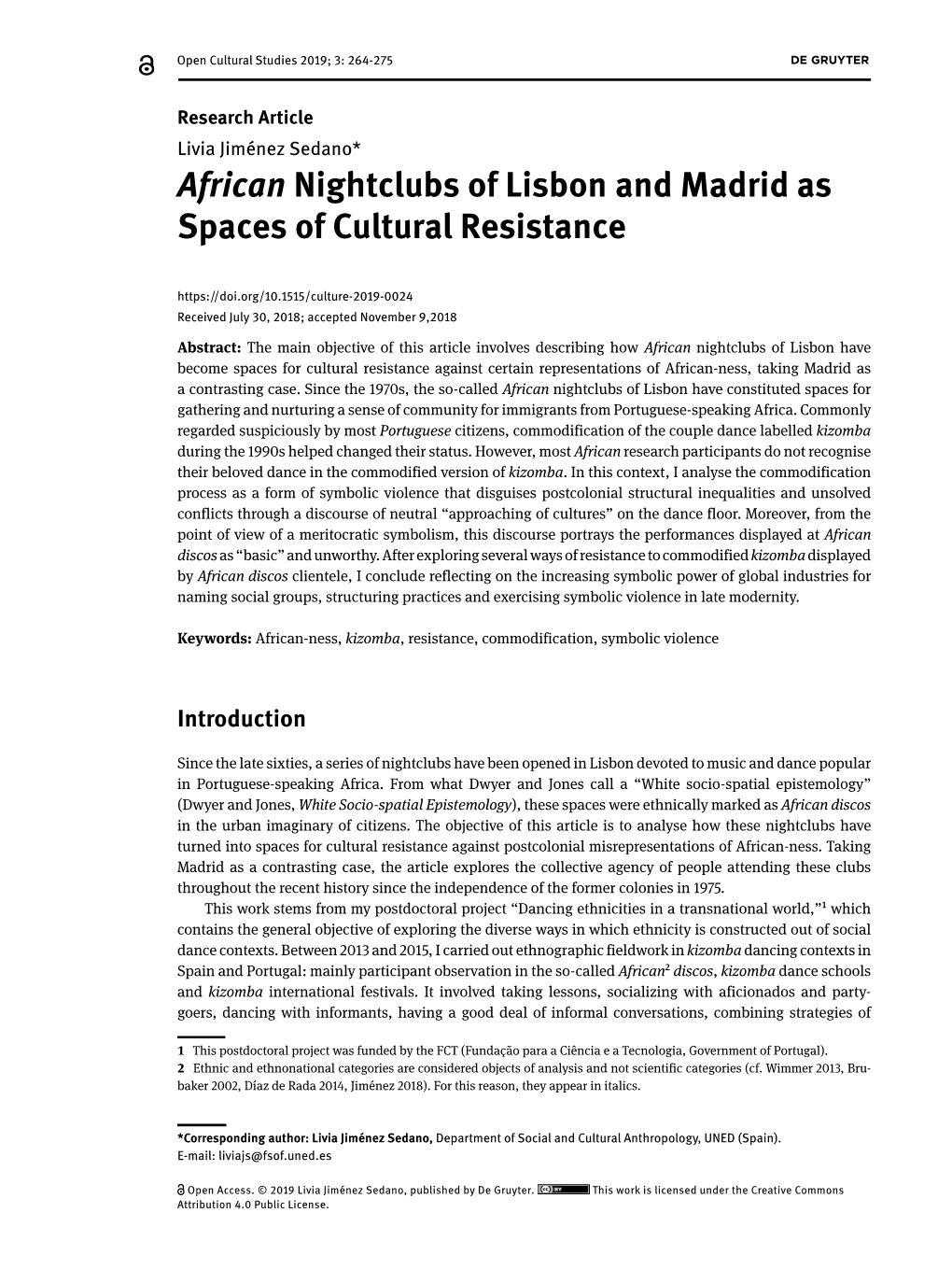 African Nightclubs of Lisbon and Madrid As Spaces of Cultural Resistance