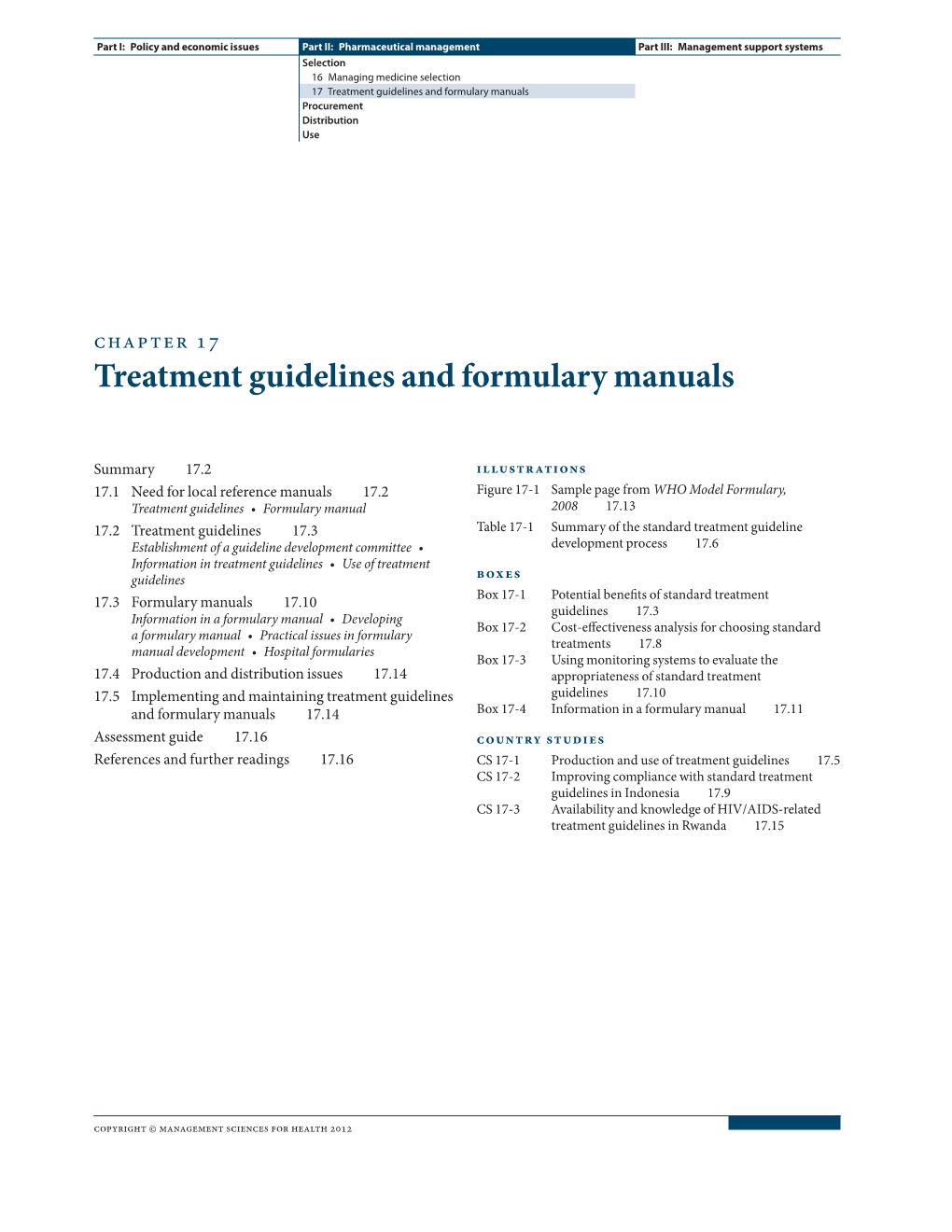 Treatment Guidelines and Formulary Manuals Procurement Distribution Use