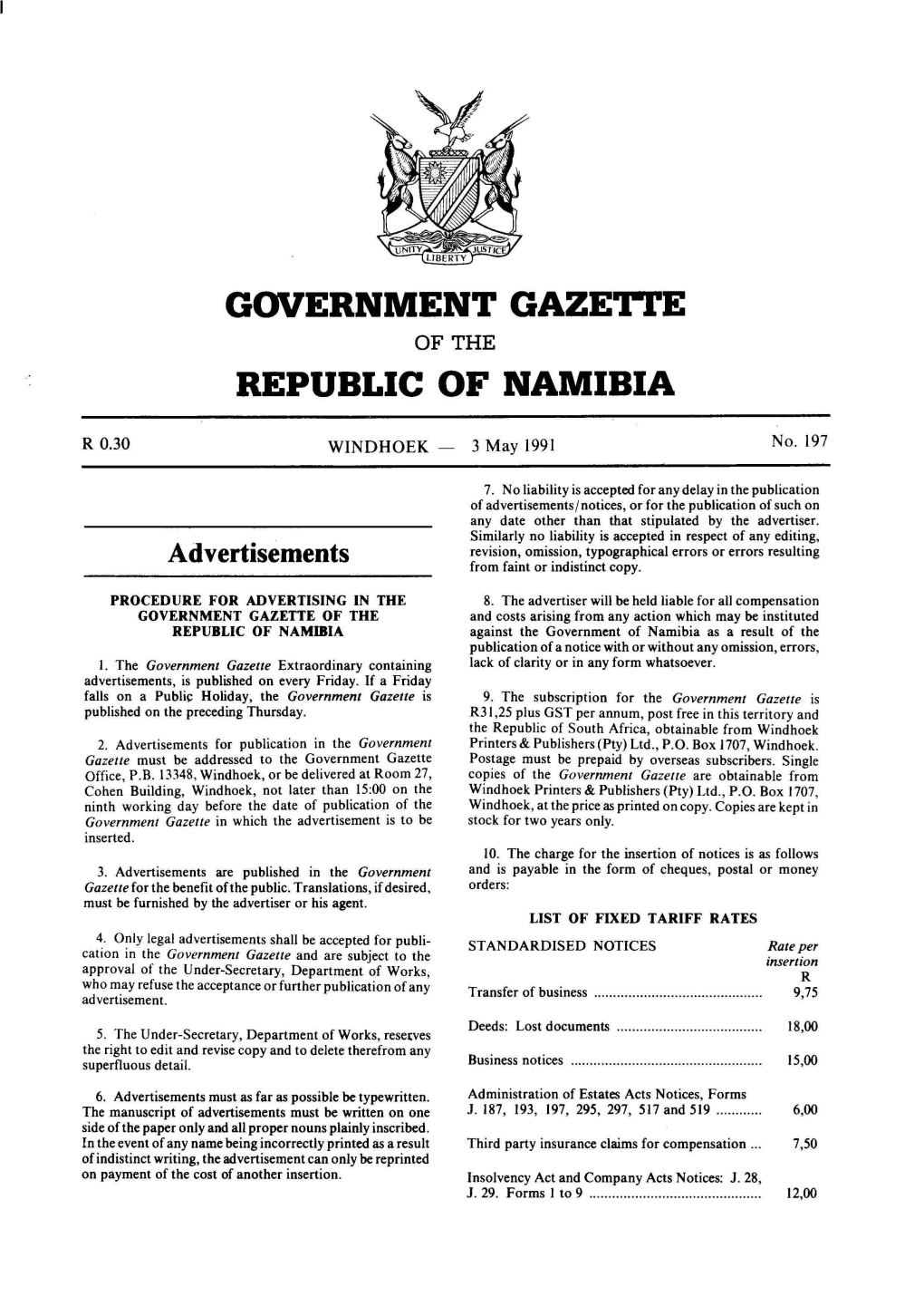 GOVERNMENT Gazetre REPUBLIC of NAMIBIA
