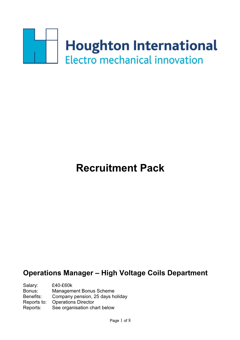 Operations Manager High Voltage Coils Department