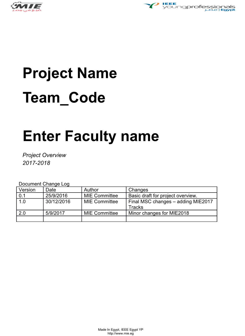 MIE 2016 Project Overview