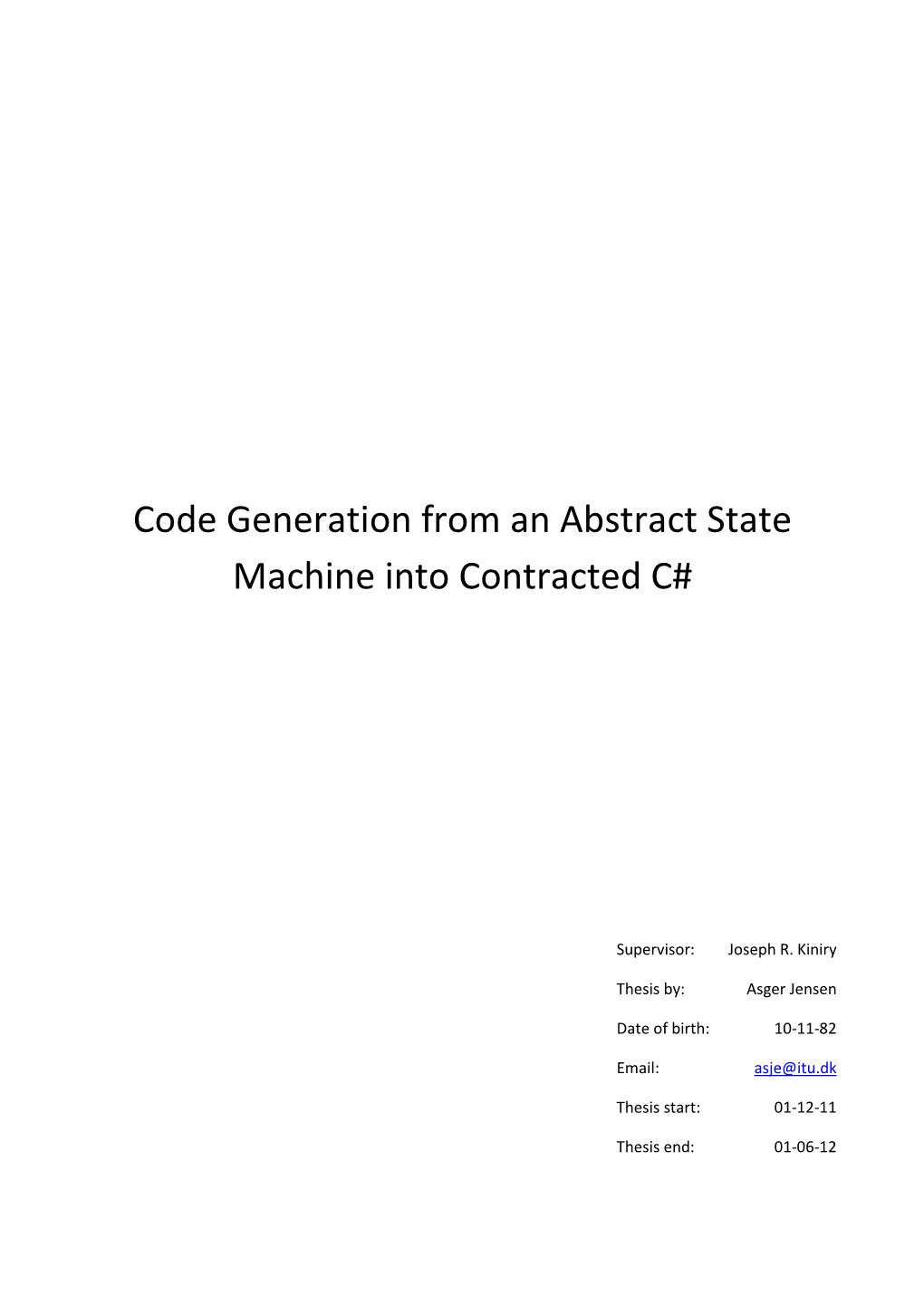 Code Generation from an Abstract State Machine Into Contracted C