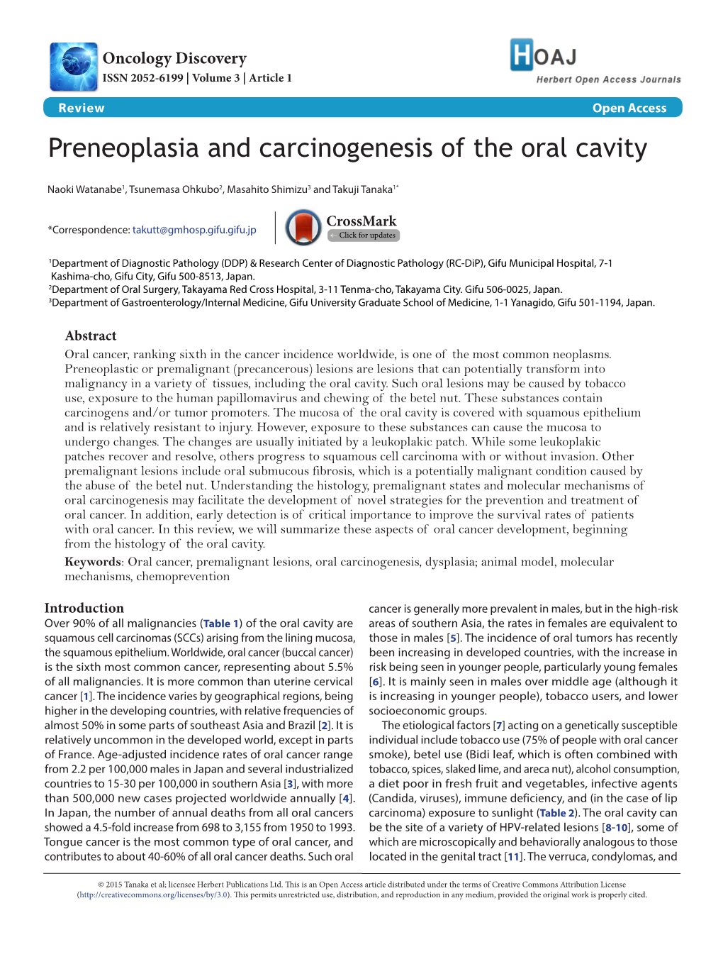 Preneoplasia and Carcinogenesis of the Oral Cavity