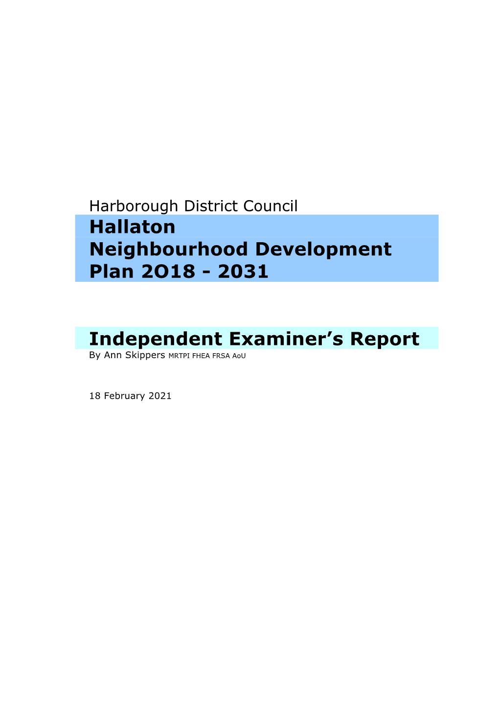 Hallaton Neighbourhood Development Plan 2O18 - 2031