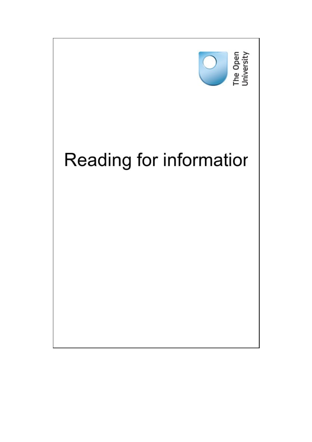 Reading for Information