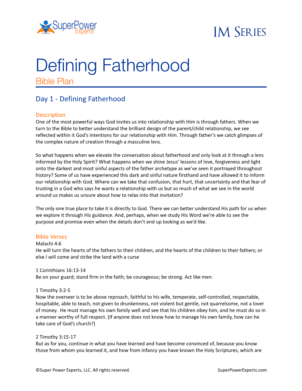 Defining Fatherhood Bible Plan