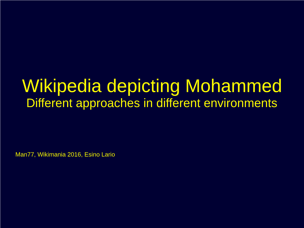 Wikipedia Depicting Mohammed Different Approaches in Different Environments