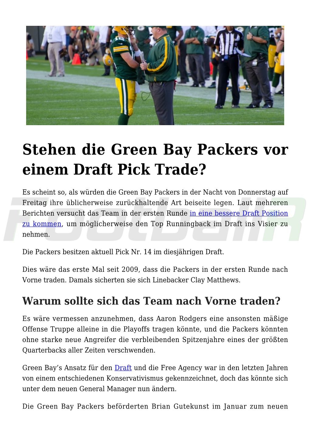 Stehen Die Green Bay Packers Vor Einem Draft Pick Trade?