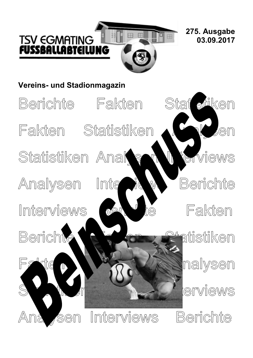 275. Ausgabe 03.09.2017 Vereins- Und Stadionmagazin
