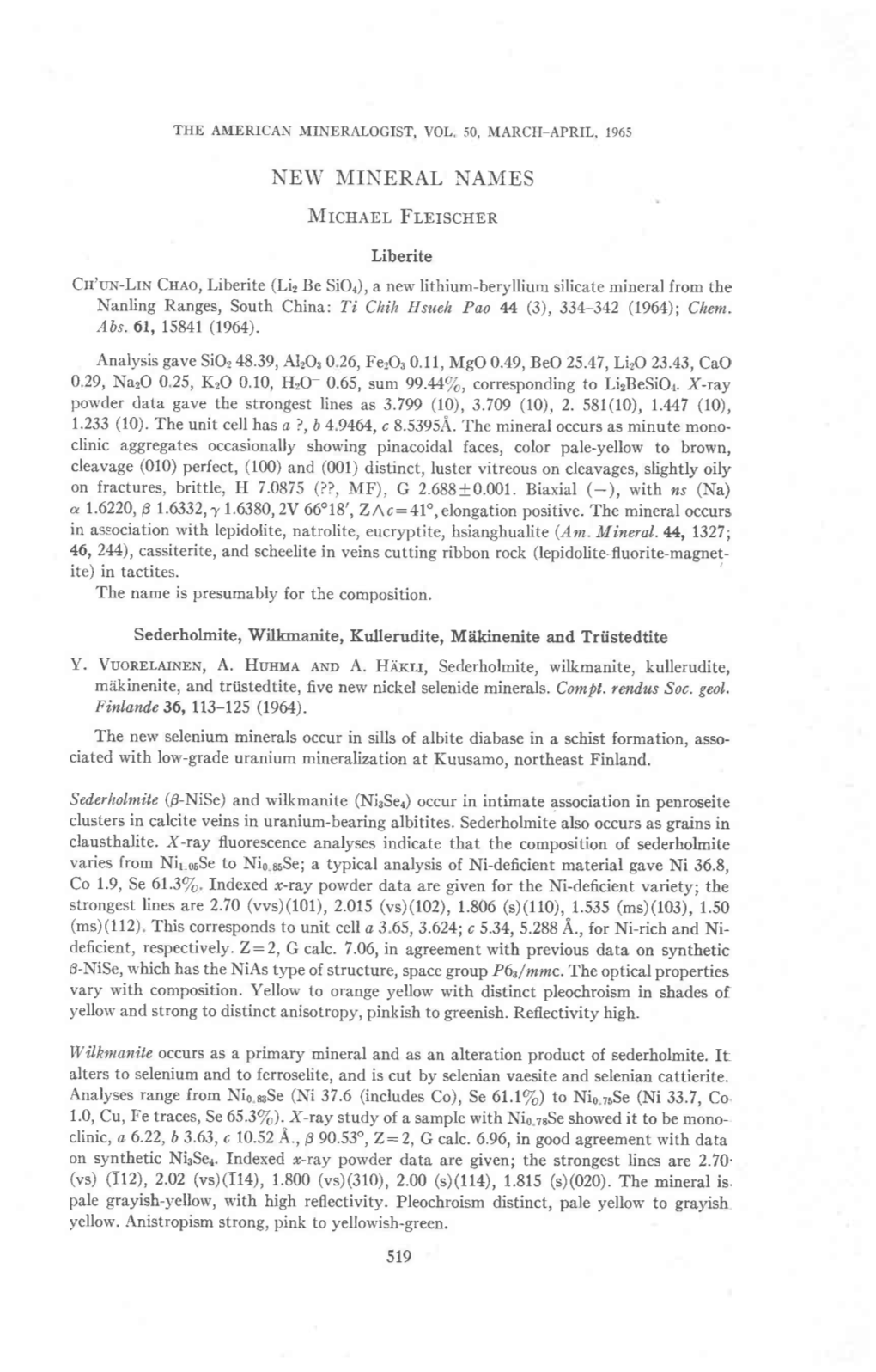 NEW MINERAL NAMES Mrcn,Q.Br, Frprscubn Liberite