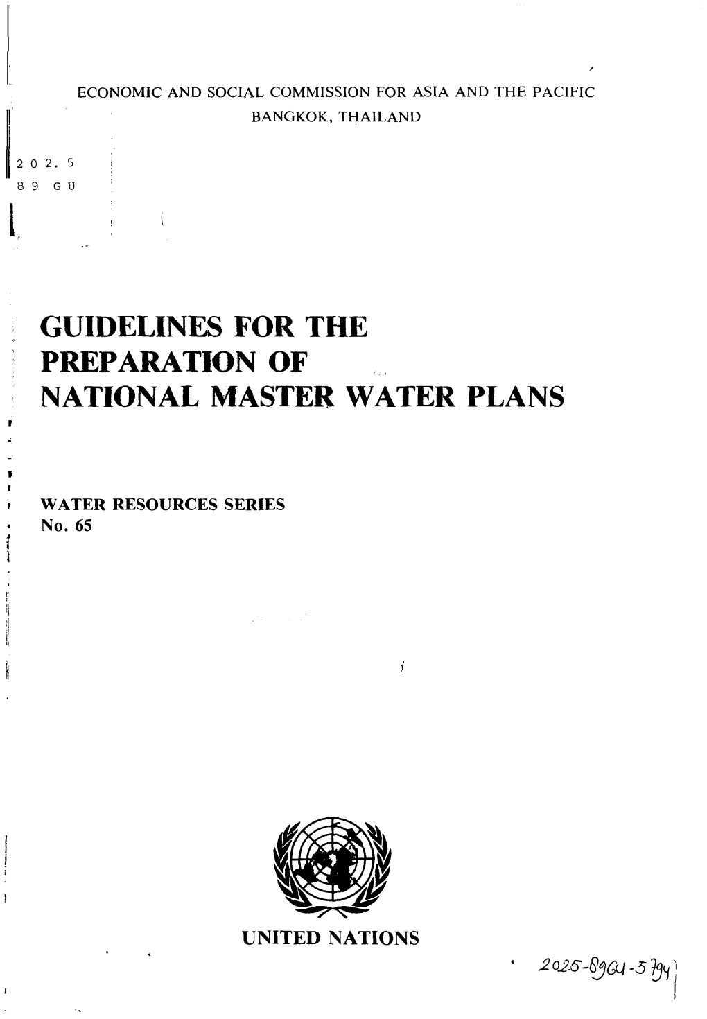 Guidelines for the Preparation of National Master Water Plans