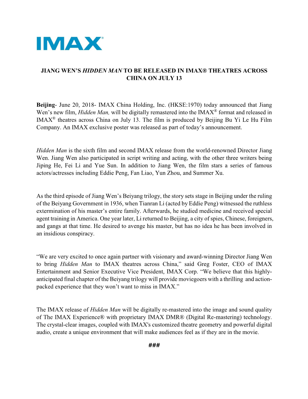 IMAX China Holding, Inc