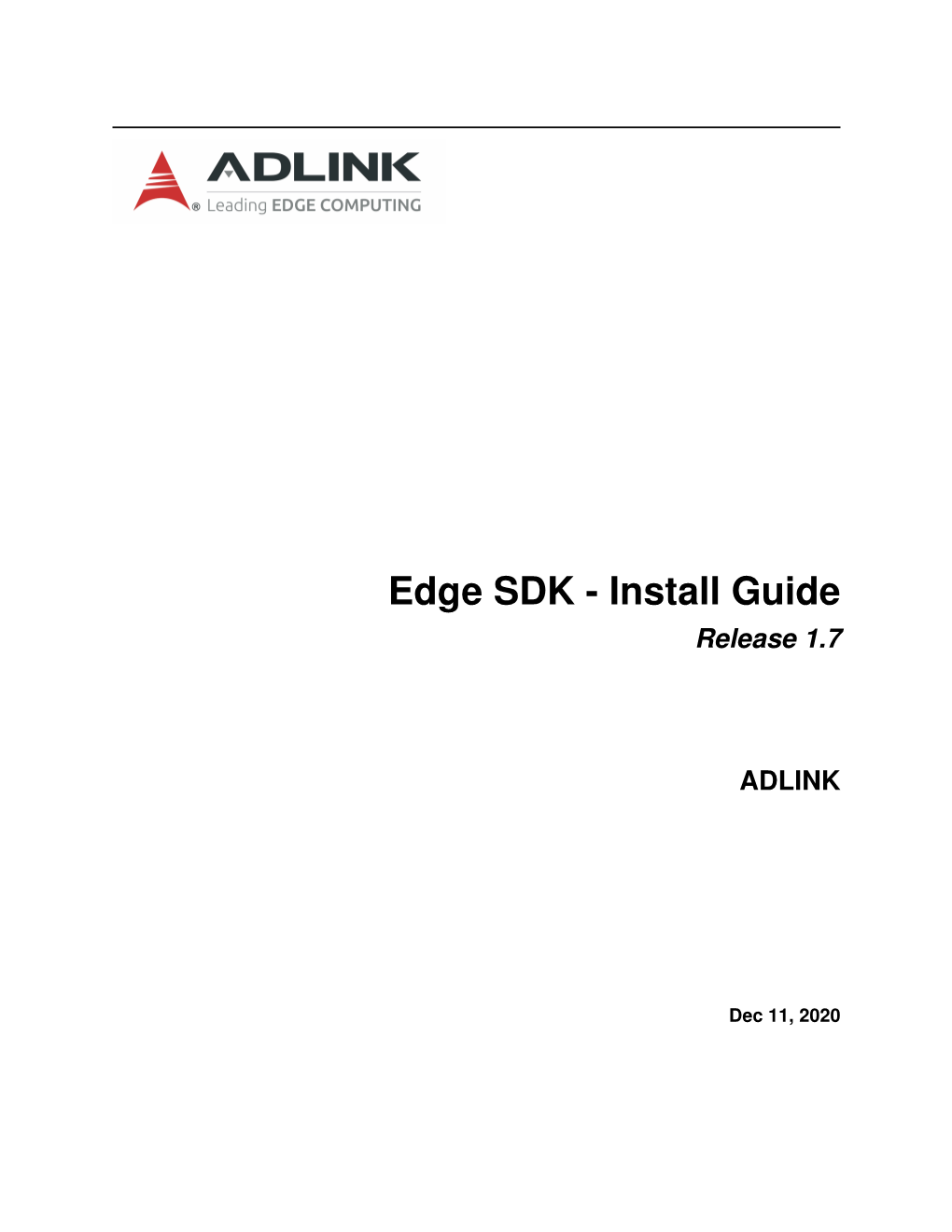 Edge SDK - Install Guide Release 1.7