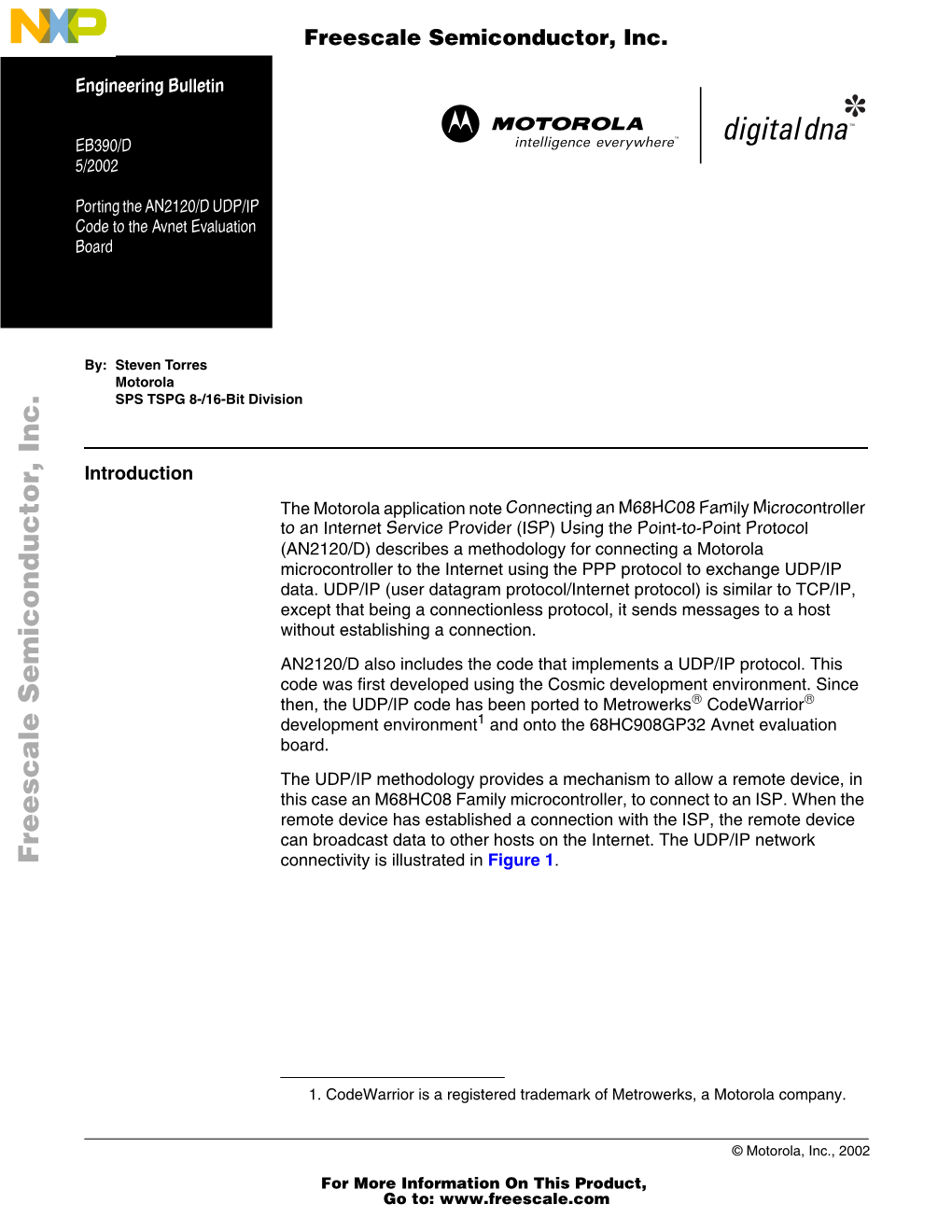 Porting the AN2120/D UDP/IP Code to the Avnet Evaluation Board