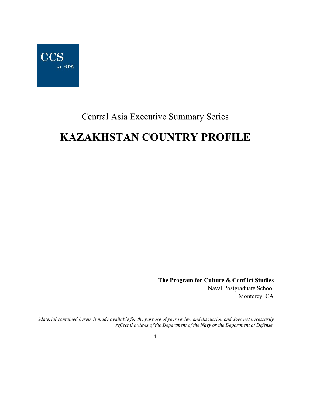 Kazakhstan Country Profile