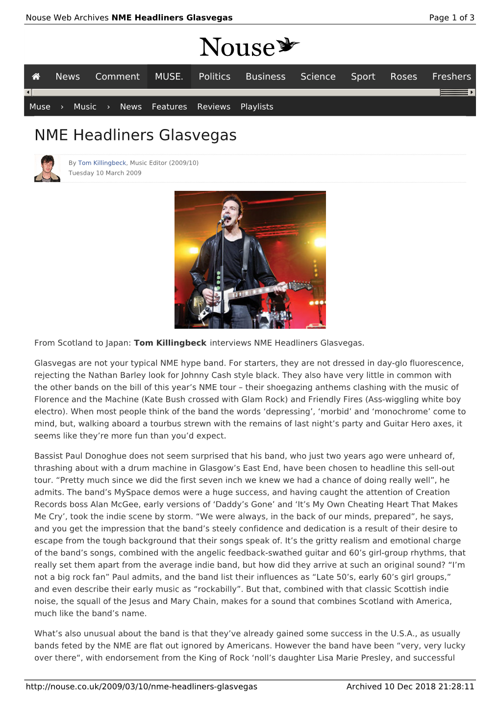 NME Headliners Glasvegas | Nouse