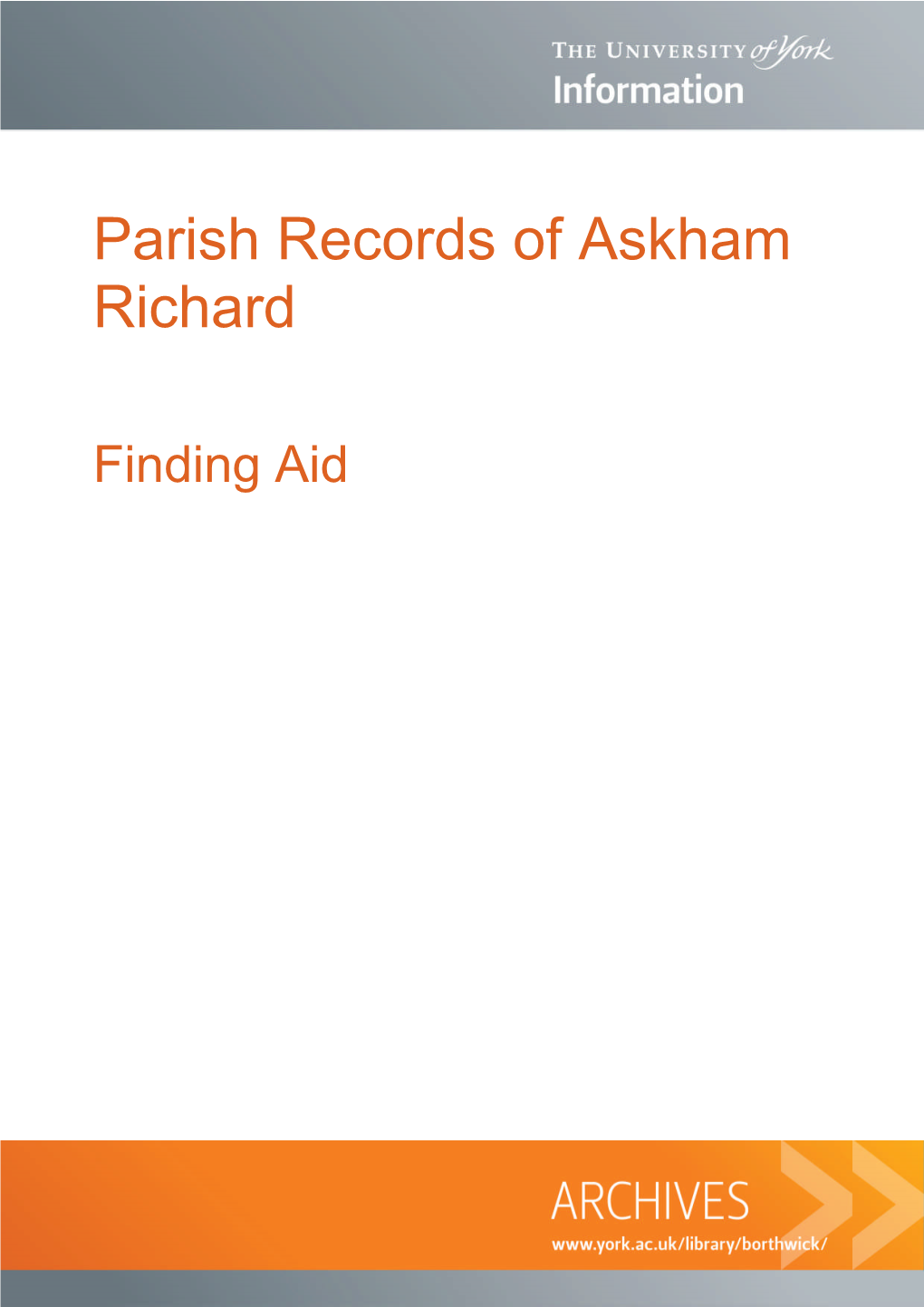 Parish Records of Askham Richard