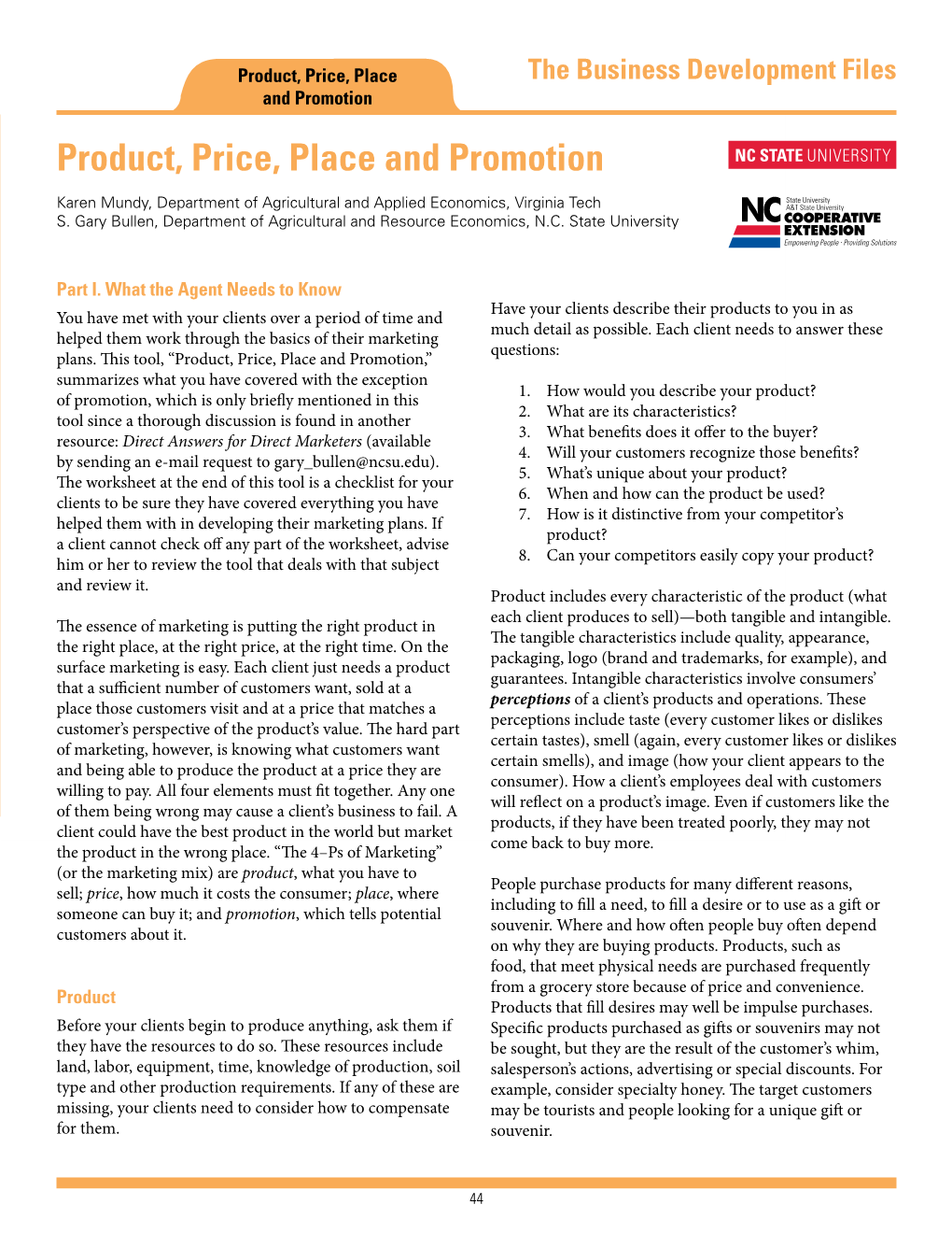 Product, Price, Place and Promotion