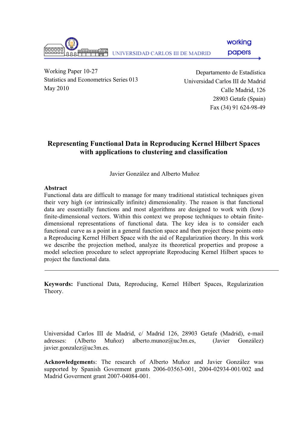 Representing Functional Data in Reproducing Kernel Hilbert Spaces with Applications to Clustering and Classification