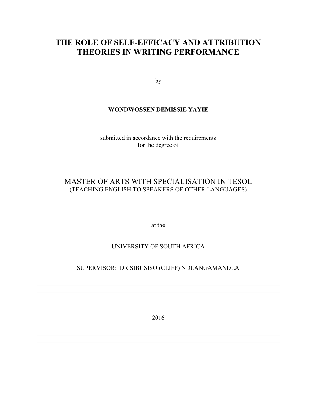 The Role of Self-Efficacy and Attribution Theories in Writing Performance