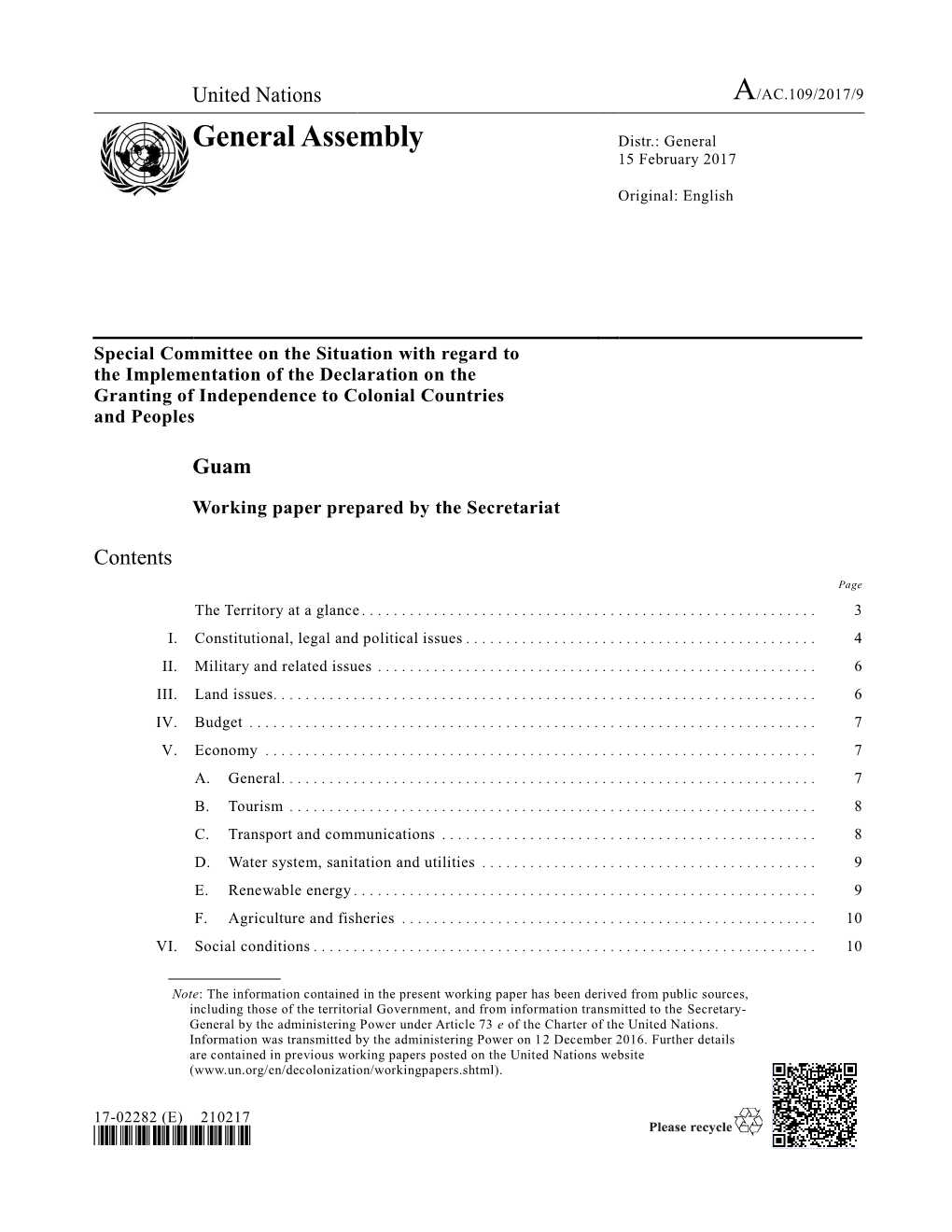 General Assembly Distr.: General 15 February 2017