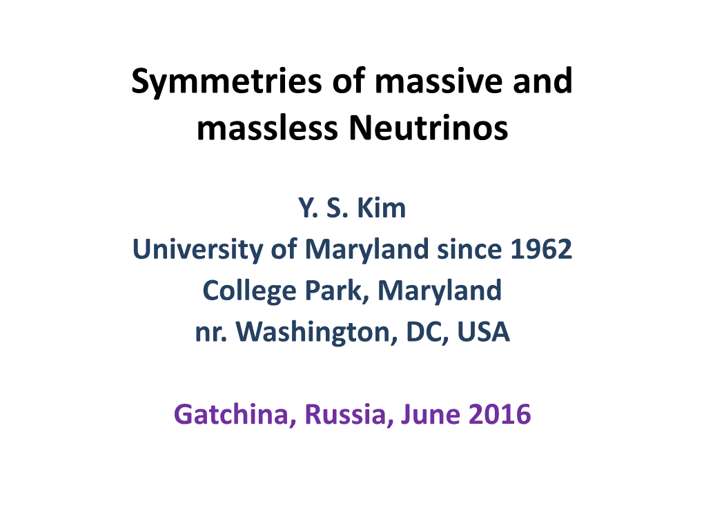 Symmetries of Massive and Massless Neutrinos