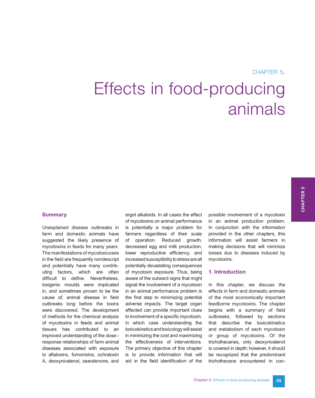 Effects in Food-Producing Animals CHAPTER 5 CHAPTER Summary Ergot Alkaloids