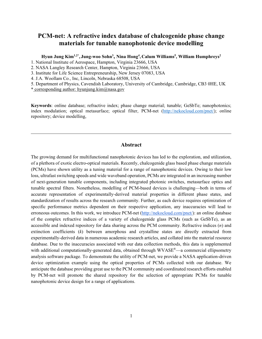 A Refractive Index Database of Chalcogenide Phase Change Materials for Tunable Nanophotonic Device Modelling