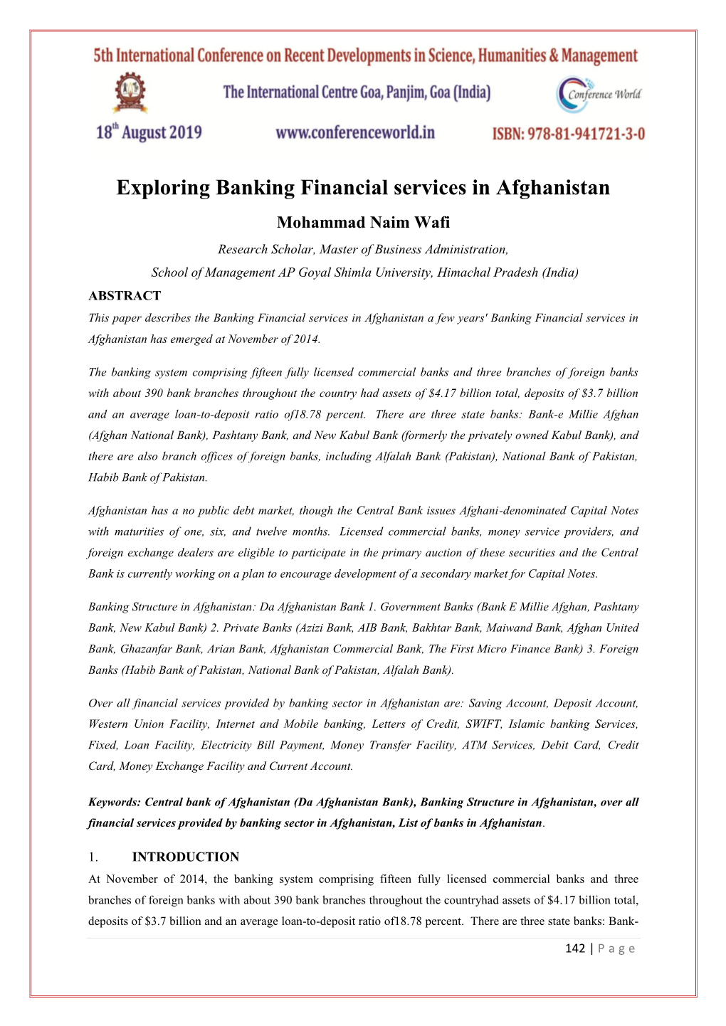 Exploring Banking Financial Services in Afghanistan